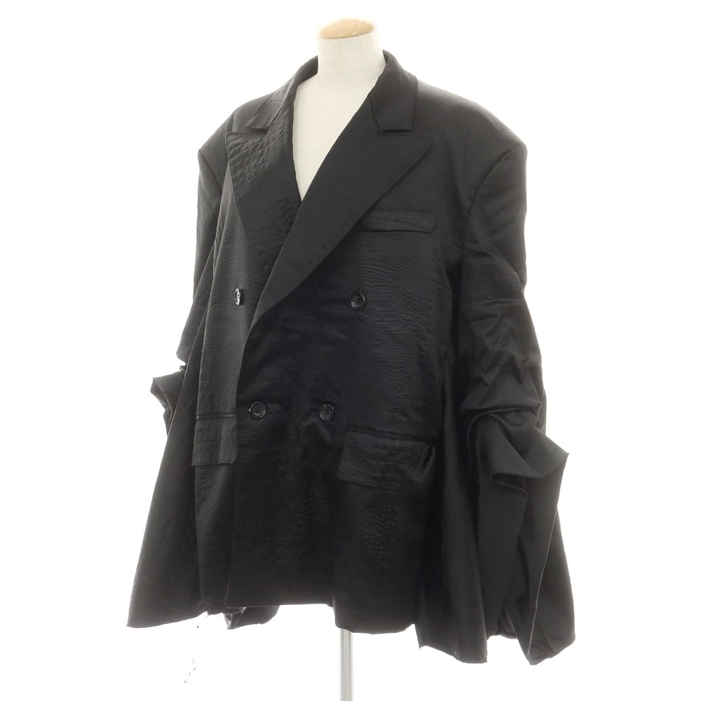 【中古】ジュンヤワタナベ JUNYA WATANABE 2024年秋冬 型押しエコレザー ジャケット ブラック【サイズM】【レディース】