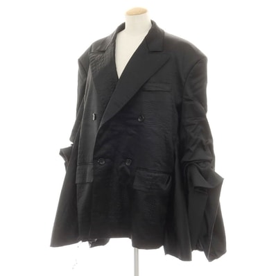 【中古】ジュンヤワタナベ JUNYA WATANABE 2024年秋冬 型押しエコレザー ジャケット ブラック【サイズM】【レディース】