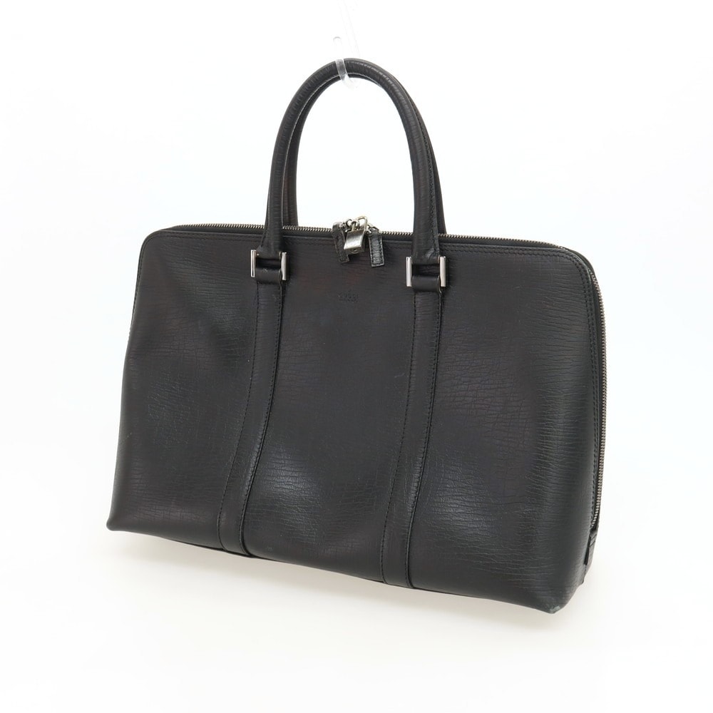 【中古】グッチ GUCCI レザー ブリーフケース ブラック【WxH30xD14】【メンズ】