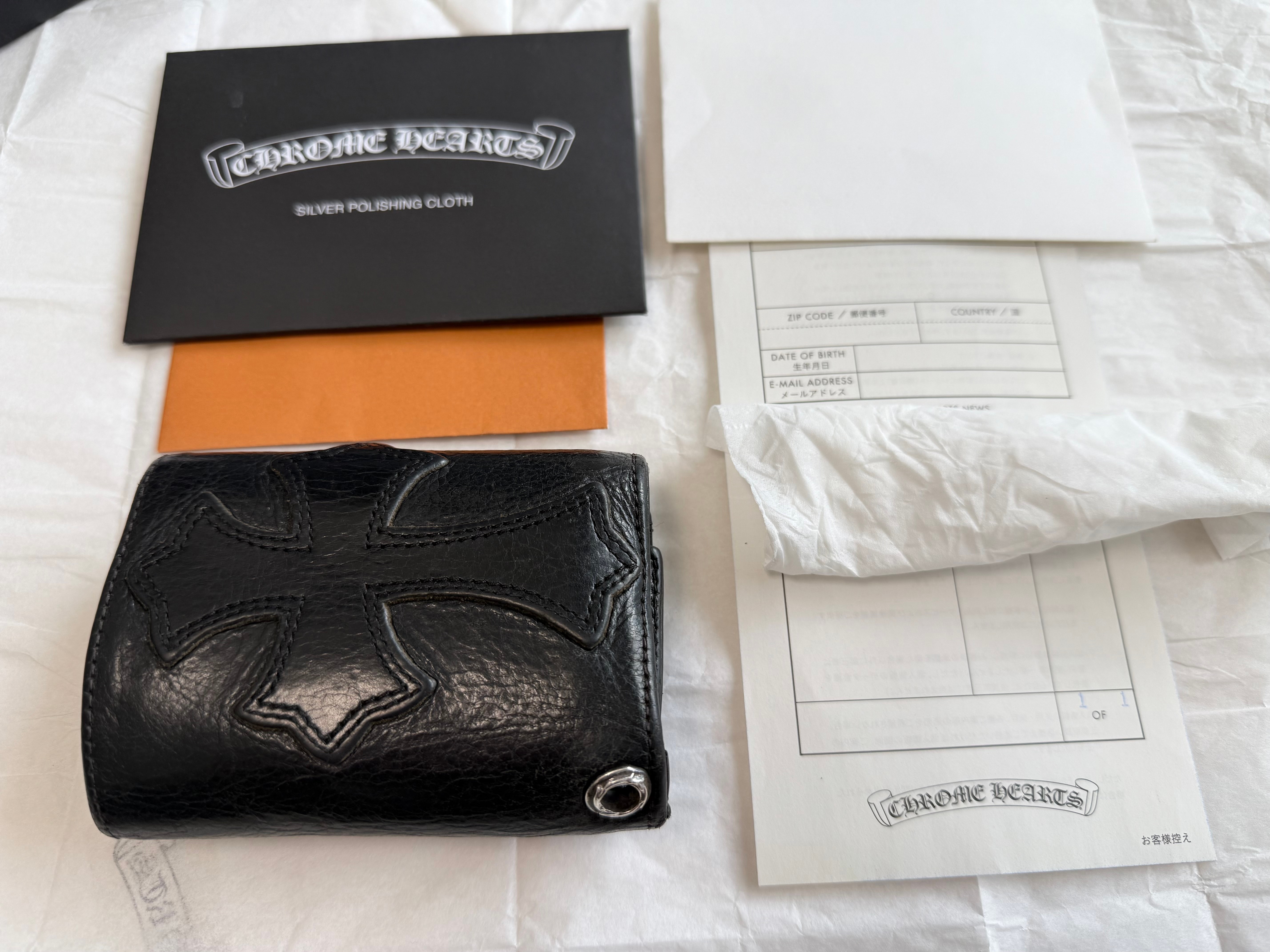 正規品!クロスパッチ付き!CHROME HEARTS クロムハーツ 3フォールドウォレット 財布