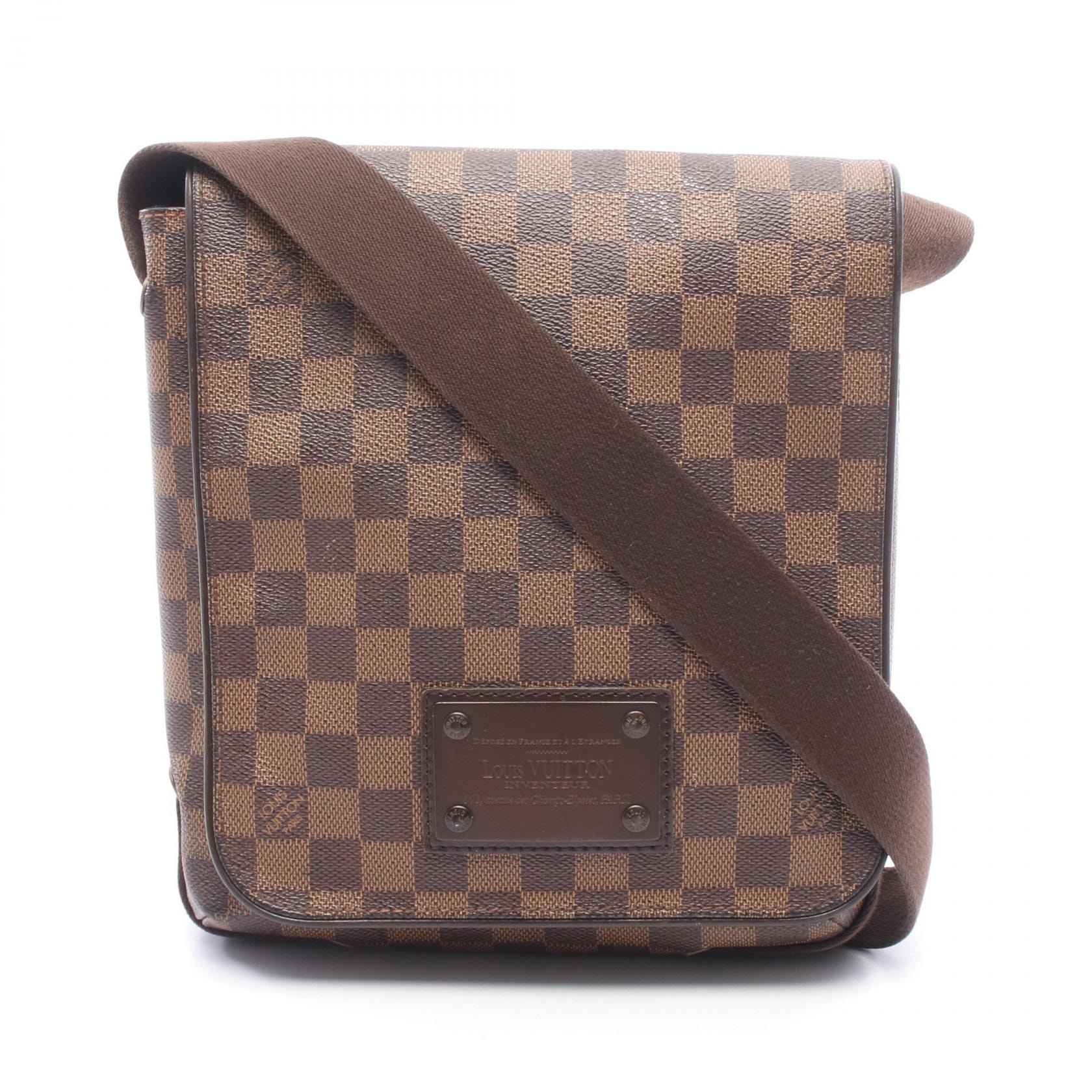 ルイ・ヴィトン LOUIS VUITTON ブルックリンPM ダミエエベヌ ショルダーバッグ バッグ PVCコーティングキャンバス レザー メンズ レディース ブラウン系 N51210 【中古】