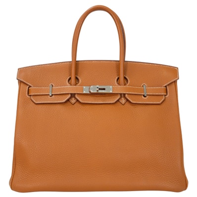 HERMES エルメス ハンドバッグ バーキン35 ゴールド トゴ シルバー金具 □K刻印 SAランク【中古】