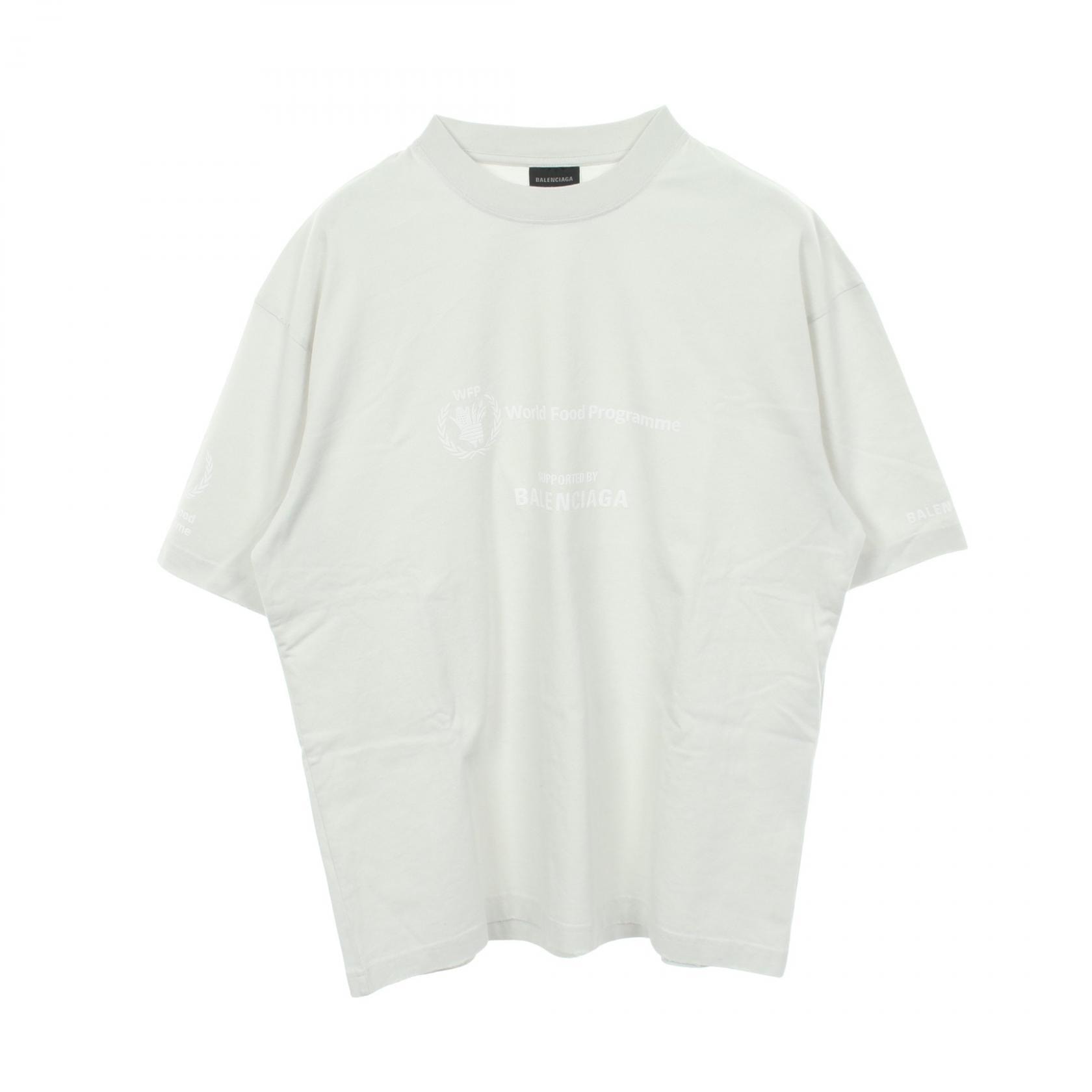 バレンシアガ BALENCIAGA BALENCIAGA × WFP 半袖Tシャツ 衣料品 トップス コットン メンズ レディース ホワイト系 612966 【中古】