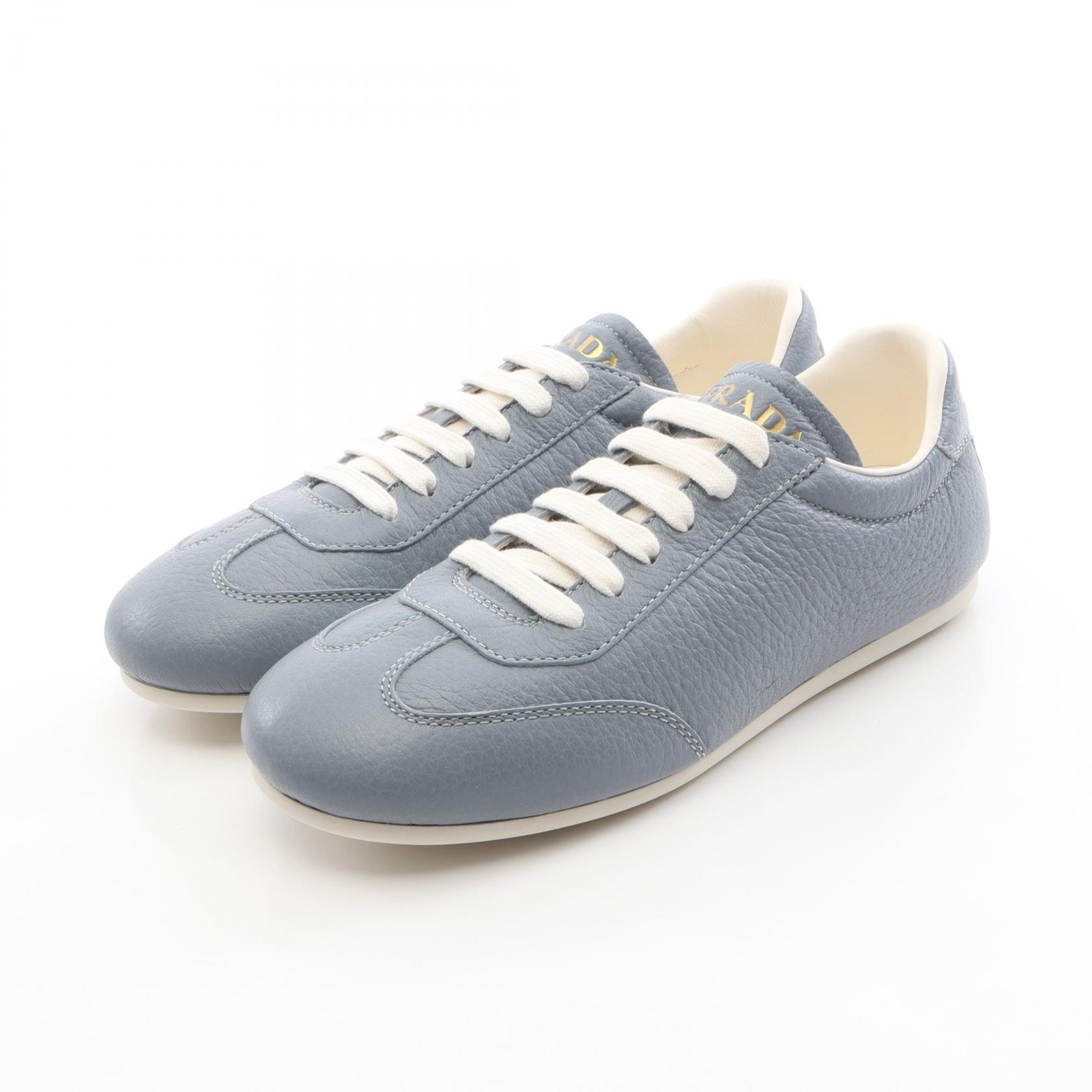 プラダ PRADA スニーカー 靴 レザー レディース ブルー系 【中古】