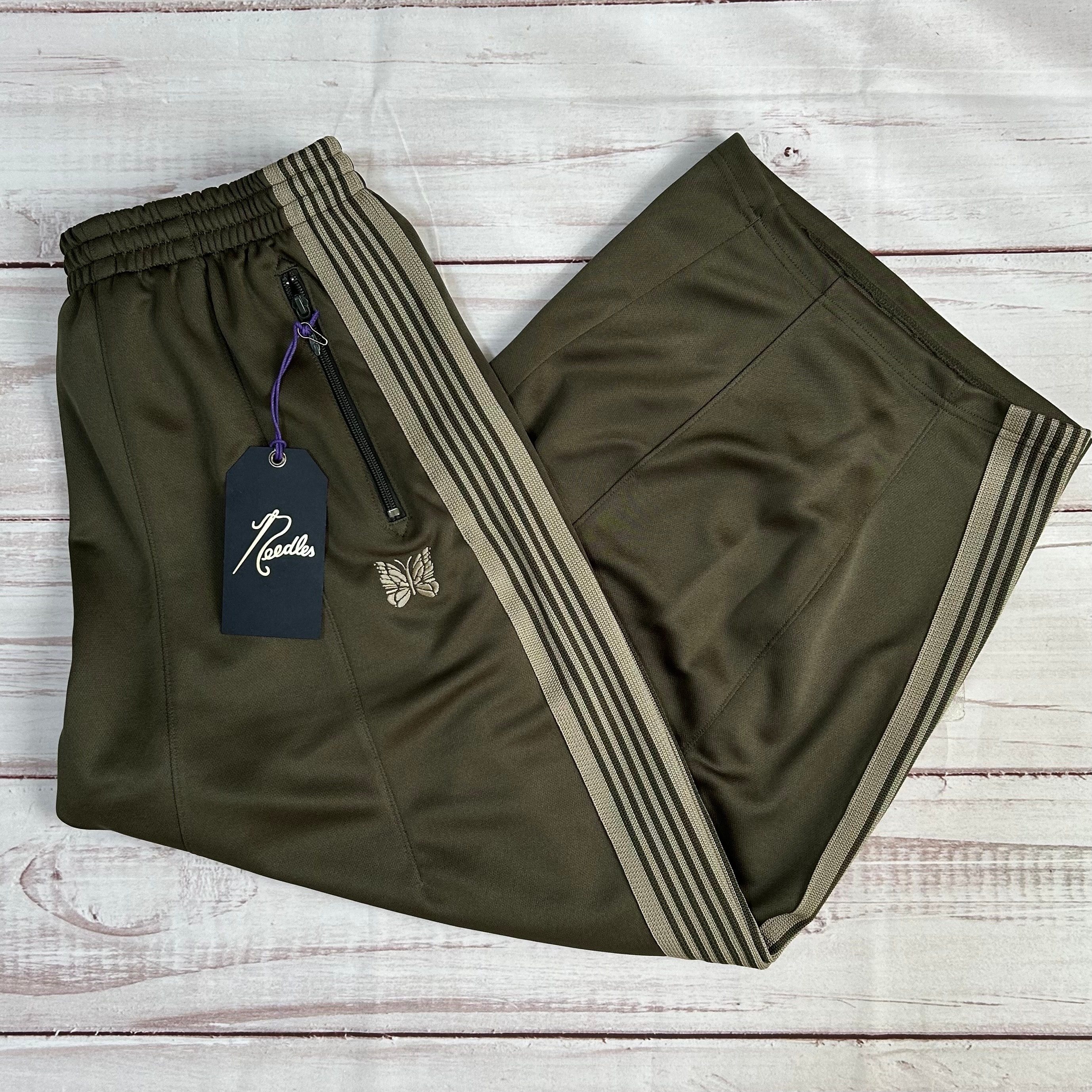 NEEDLES x LHP H.D. Track Pants Poly Smooth Wide "Olive"