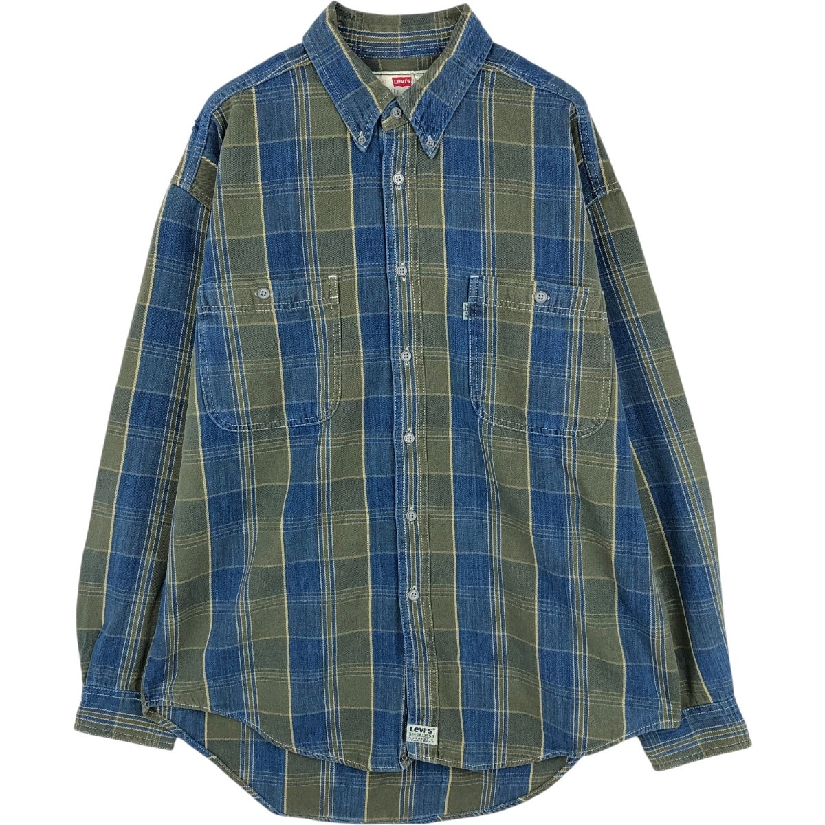 古着 90~00年代 リーバイス Levi's チェック柄 長袖 ボタンダウン ライトネルチェックシャツ メンズL相当 ヴィンテージ/eaa677070