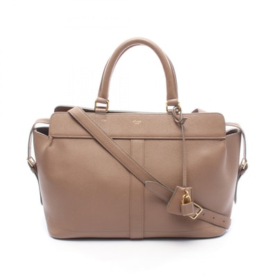 セリーヌ CELINE カバ ドゥ フランス ミディアム ハンドバッグ バッグ レザー レディース ベージュ系 【中古】