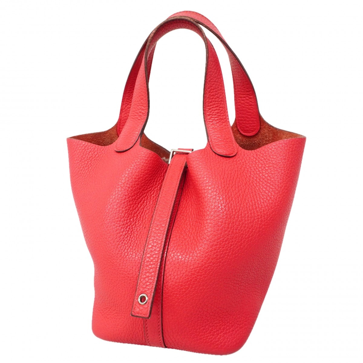【6ea0038】エルメス ハンドバッグ ピコタンロックPM トリヨンクレマンス ローズエクストリーム シルバー金具 D刻印【中古】レディース