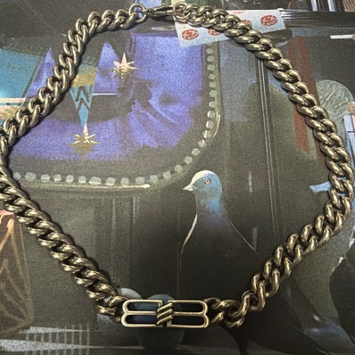 BALENCIAGA BB Icon Gourmette Necklace "Antique Silver"