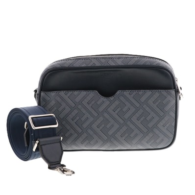 【値下げ】FENDI フェンディ ズッカキャム カメラケース ショルダーバッグ 7M0286 PVC レザー ネイビー レディース【中古】