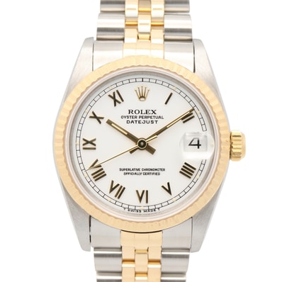 ロレックス ROLEX デイトジャスト S番 ボーイズ 腕時計 時計 K18(イエローゴールド) ステンレススチール ボーイズ ホワイト系 ローマ 68273 【中古】