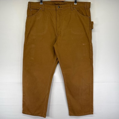 古着 ディッキーズ Dickies ダック パンツ ペインターパンツ ジッパーフライ ワンポイント 大きいサイズ W42 L30 ブラウン系 メンズ