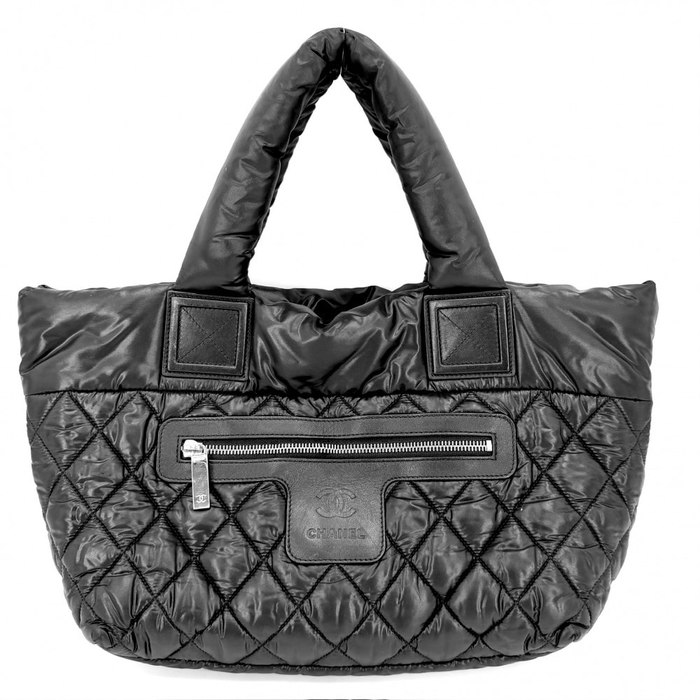 CHANEL シャネル ハンドバッグ コココクーンPM リバーシブル トートバッグ ココマーク Coco Cocoon マトラッセ ナイロン    グレー ボルドー シルバー金具 レディース【中古品】