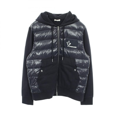 モンクレール MONCLER フード付き 切替 ダウンジャケット 衣料品 アウター ナイロン コットン メンズ ネイビー系 8428000 【中古】