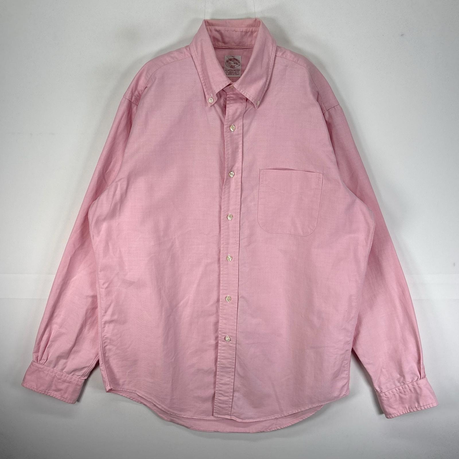 古着 ブルックスブラザーズ Brooks Brothers 長袖シャツ ボタンダウン USA製 M  ピンク系 無地 メンズ