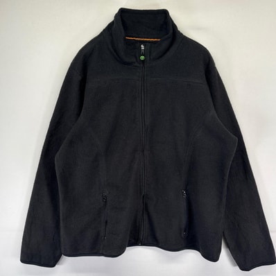 古着 ティンバーランド Timberland フリース ジャケット フルジップ ワンポイントロゴ 刺繍 アウトドア XL ブラック系 メンズ