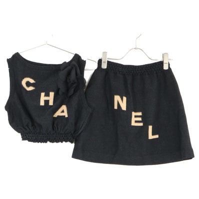 シャネル 【美品/国内正規】P61529K46806 ロゴ入り ニット クロップドトップス/スカート 38