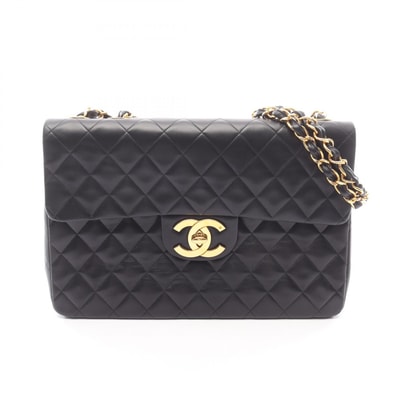 シャネル CHANEL デカマトラッセ34 シングルフラップ ショルダーバッグ バッグ ラムスキン(羊革) レディース ブラック系 【中古】