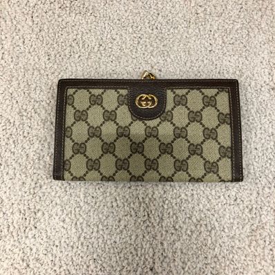 GUCCI Old GG Canvas Leather Wallet "Beige"