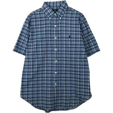 古着 ラルフローレン Ralph Lauren CLASSIC FIT 半袖 ボタンダウン チェックシャツ メンズL相当/eaa643922