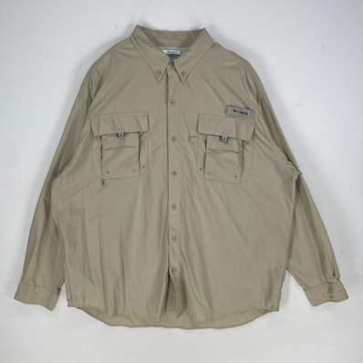 古着 コロンビア Columbia 長袖シャツ ボタンダウン PFG フィッシング ロングスリーブ XL ベージュ系 メンズ