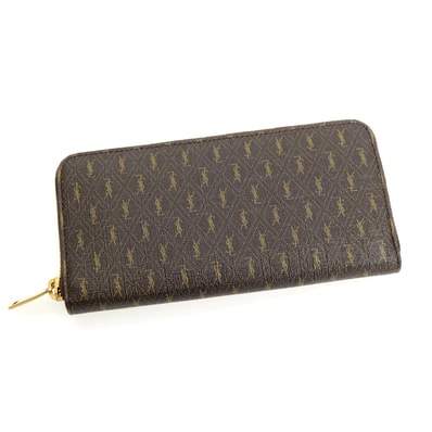 【中古】サンローランパリ SAINT LAURENT PARIS ル・モノグラム レザー ラウンドジップ 長財布 ダークブラウン【ユニセックス】