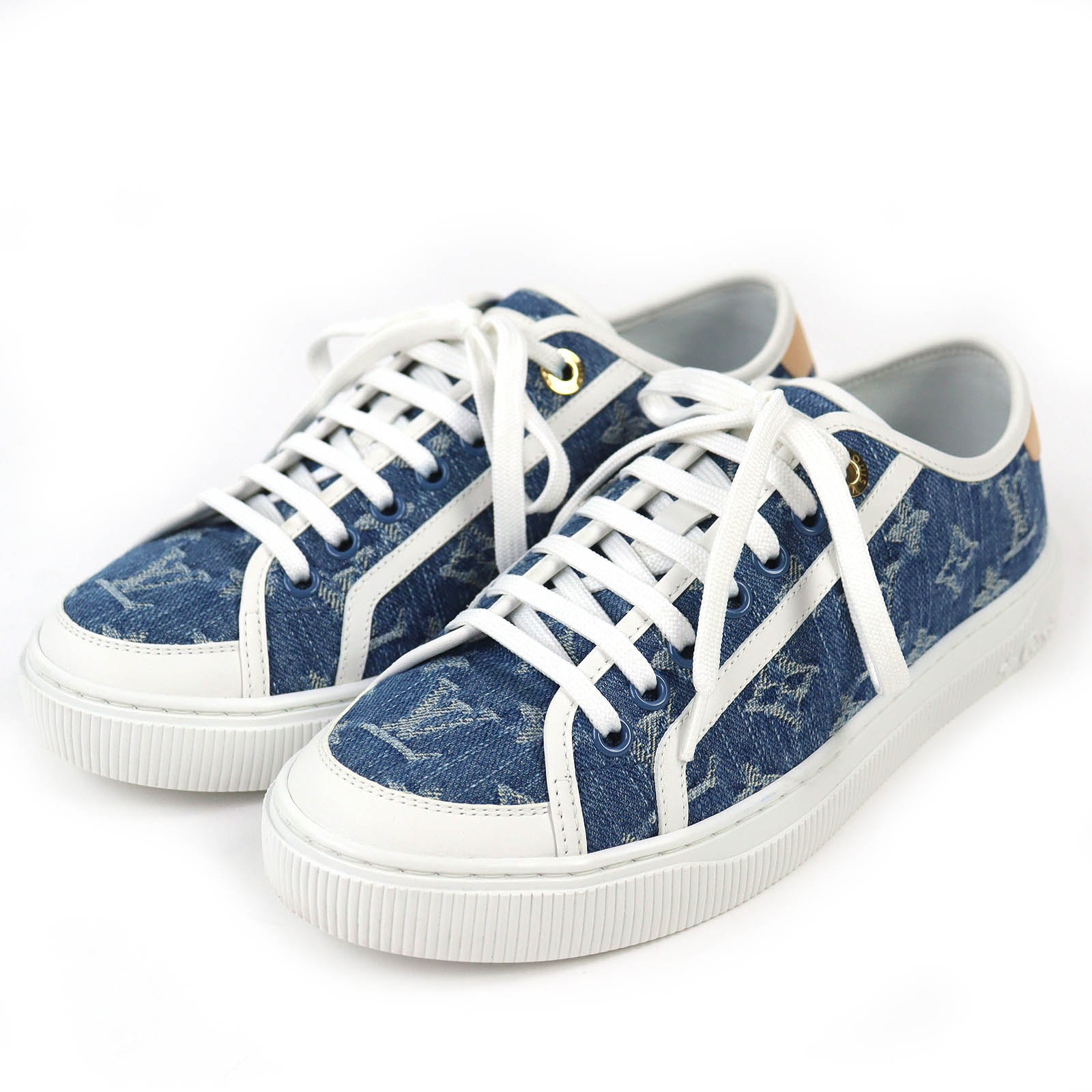 美品 ルイヴィトン LV ラグーン スニーカー モノグラムデニム 37.5