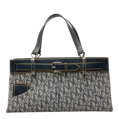 ディオール オブリーク トロッター パンツモチーフ ハンドバッグ BM-0012 ネイビー レザー ジャガード レディース Dior 中古