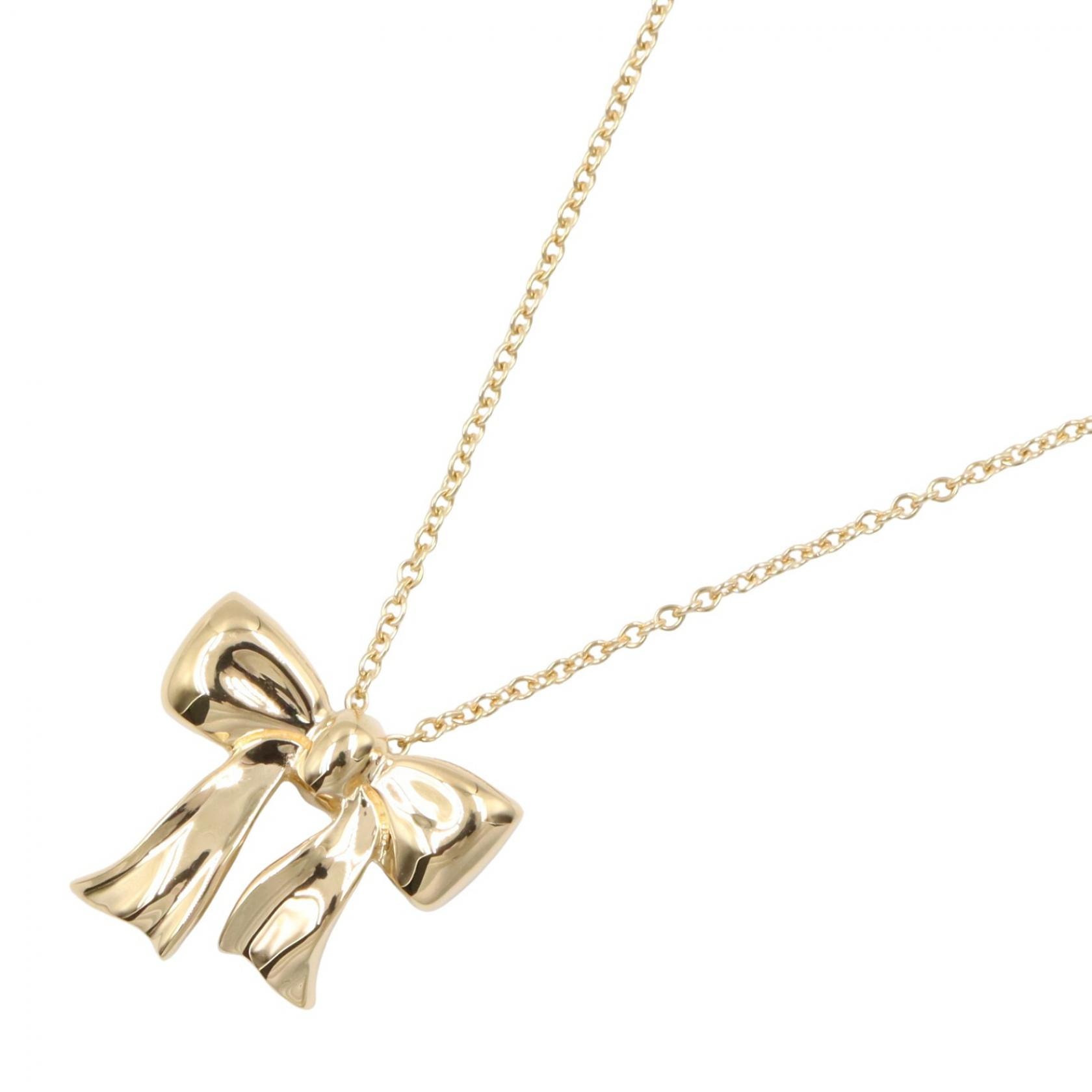 ティファニー TIFFANY&CO ブルー ボックスボウ ネックレス ネックレス ジュエリー K18(イエローゴールド) レディース ゴールド系 【中古】
