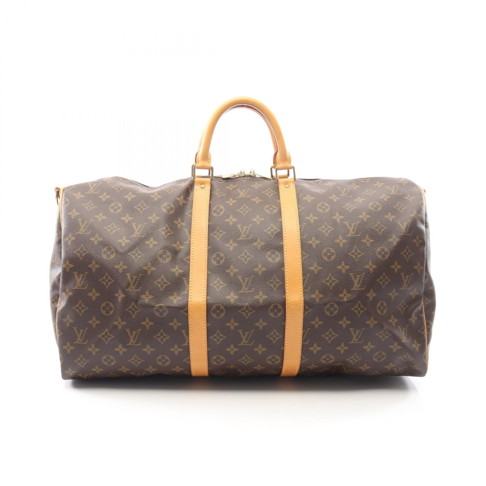 ルイ・ヴィトン LOUIS VUITTON キーポル バンドリエール55 モノグラム ボストンバッグ バッグ PVCコーティングキャンバス レザー メンズ レディース ブラウン系 M41414 【中古】