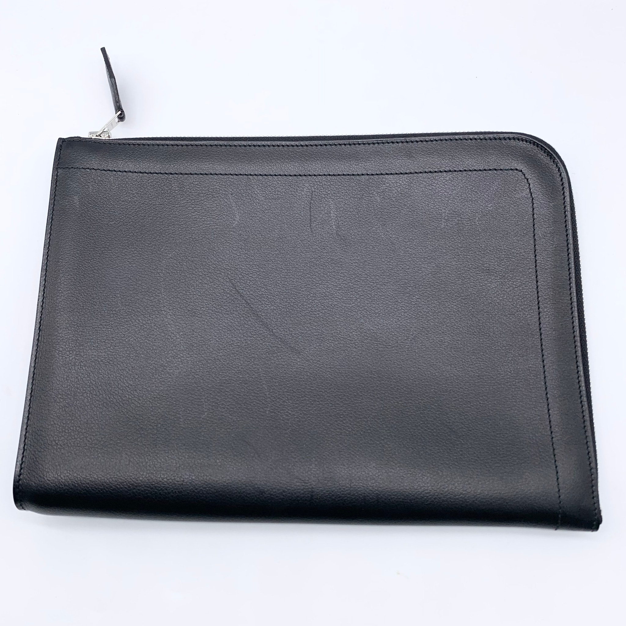 Hermès Zip Tablet Clutch Bag Evergrain leather "Black"