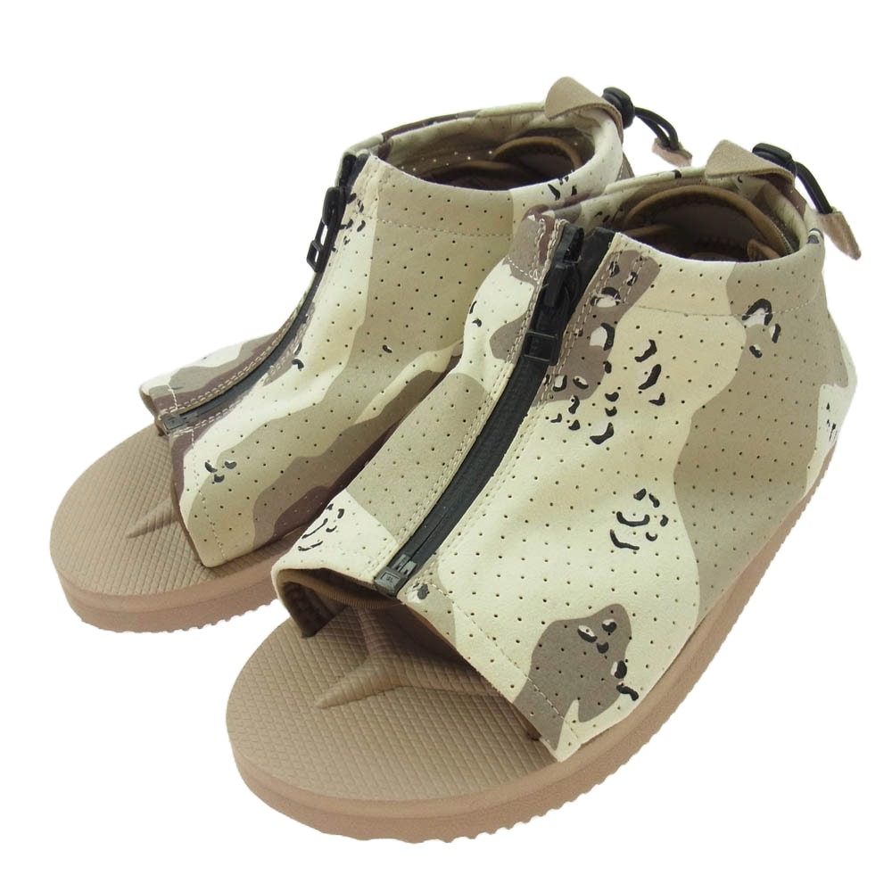 SUICOKE スイコック サンダル EVO-ab デザート カモ柄 迷彩 メッシュ プラットフォーム オープン トゥ サボ サンダル ベージュ系 24cm【美品】【中古】
