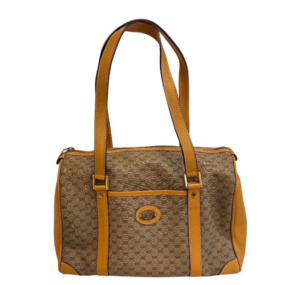 グッチ GUCCI ボストンバッグ マイクロGG オールドグッチ ヴィンテージ ハンドバッグ 1468 ブラウン