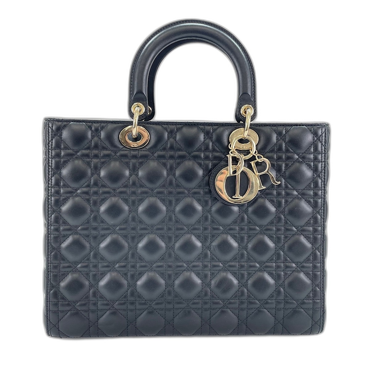 ディオール Dior レディクリスチャンディオール ラージ カナージュ 2WAY ハンドバッグ レザー【中古】