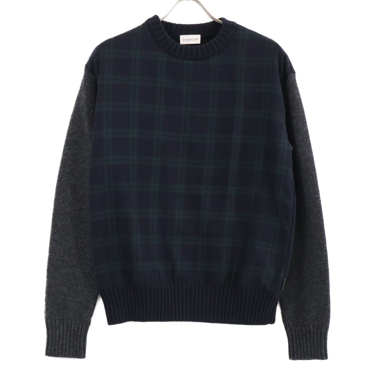 モンクレール 美品 16年 B20919012900 チェック ウールセーター L