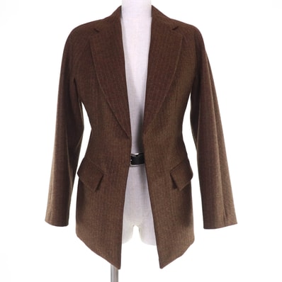 極美品 エルメス テーラードジャケット ブラウン レディース 36