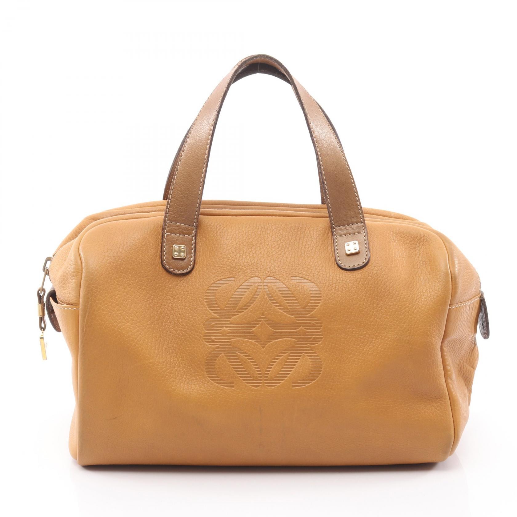 ロエベ LOEWE アナグラム ハンドバッグ バッグ レザー レディース ブラウン系 【中古】