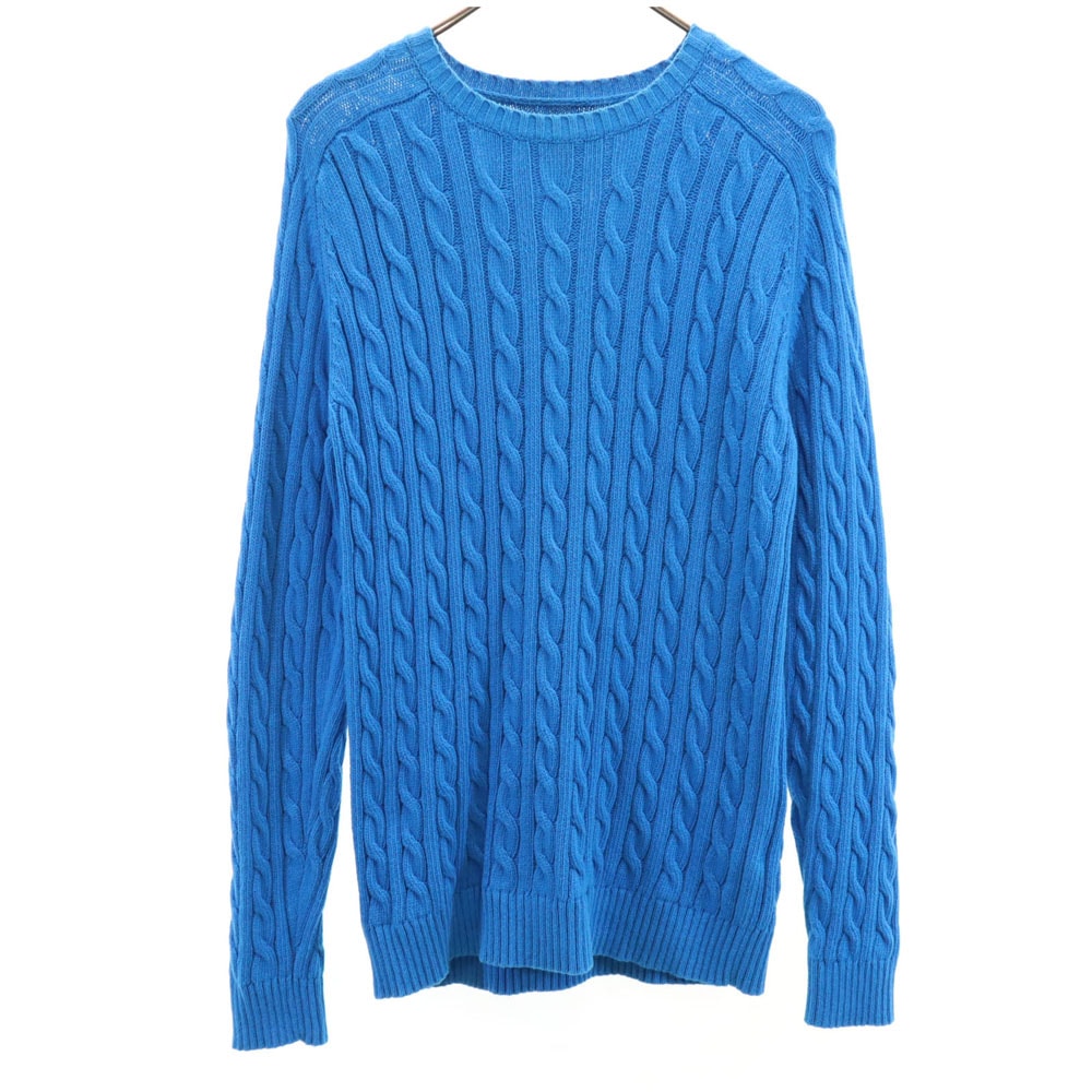 BEAMS PLUS ビームスプラス 長袖 ケーブル ニット L ブルー セーター