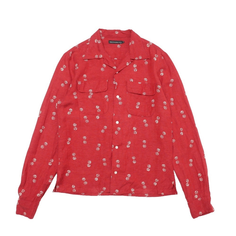 HYSTERIC GLAMOUR ヒステリックグラマー THEE HYSTERIC XXX 長袖シャツ サイズS リネン混 ダイス柄 オープンカラーシャツ ブランド古着【中古】20260715/RB0100