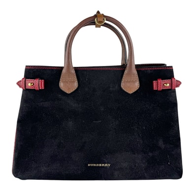 バーバリー BURBERRY ハンドバッグ ショルダーバッグ スエード/レザー ブラック/ブラウン/レッド レディース【中古】 z9488