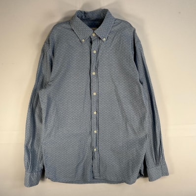 古着 ブルックスブラザーズ Brooks Brothers シアサッカー 長袖シャツ ボタンダウン S ブルー系 ドット メンズ