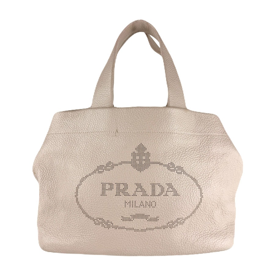 プラダ PRADA ハンドバッグ トートバッグ レザー ピンクベージュ レディース【中古】 z7943