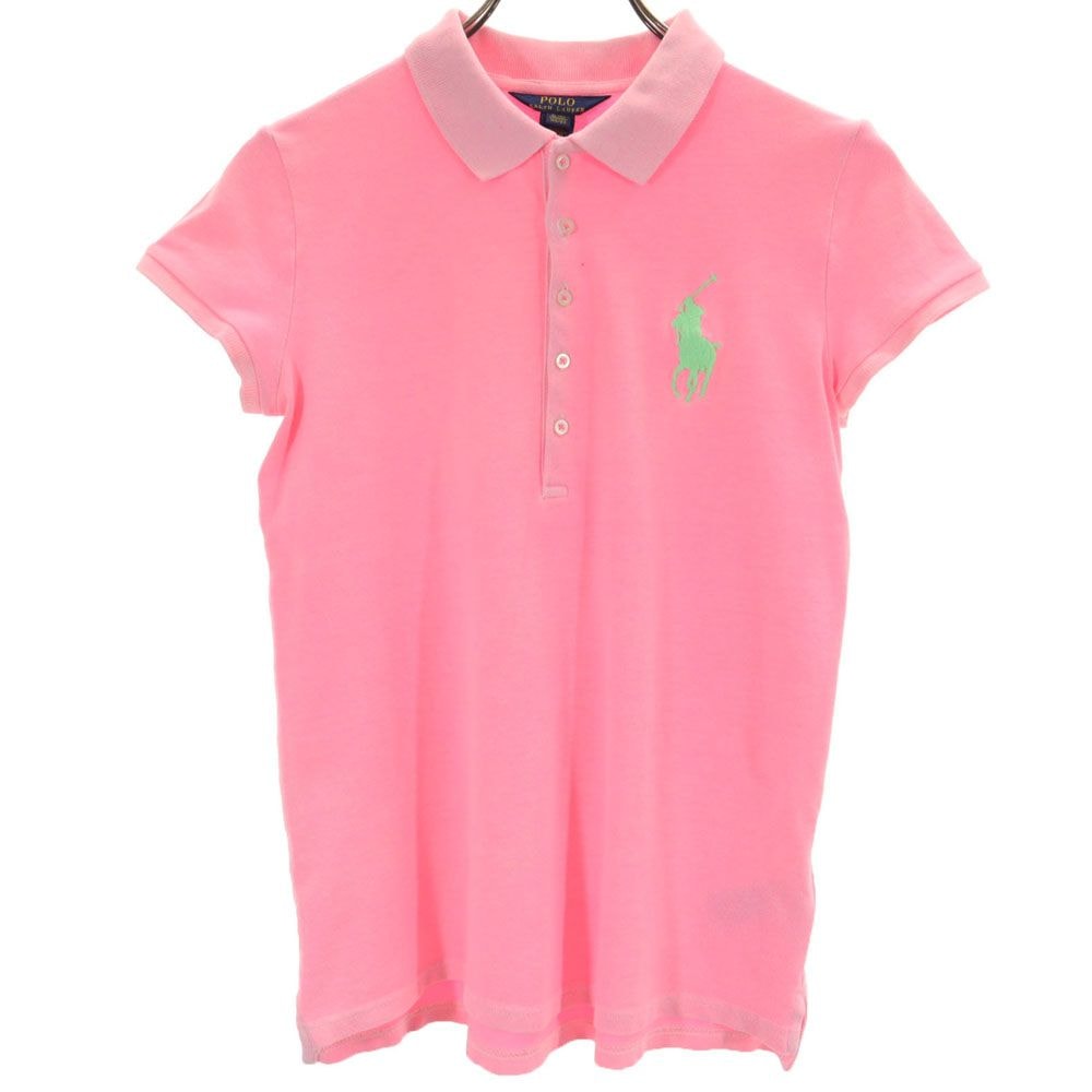 POLO RALPH LAUREN ポロラルフローレン ビッグポニー刺繍 半袖 鹿の子 ポロシャツ XL 16 ピンク