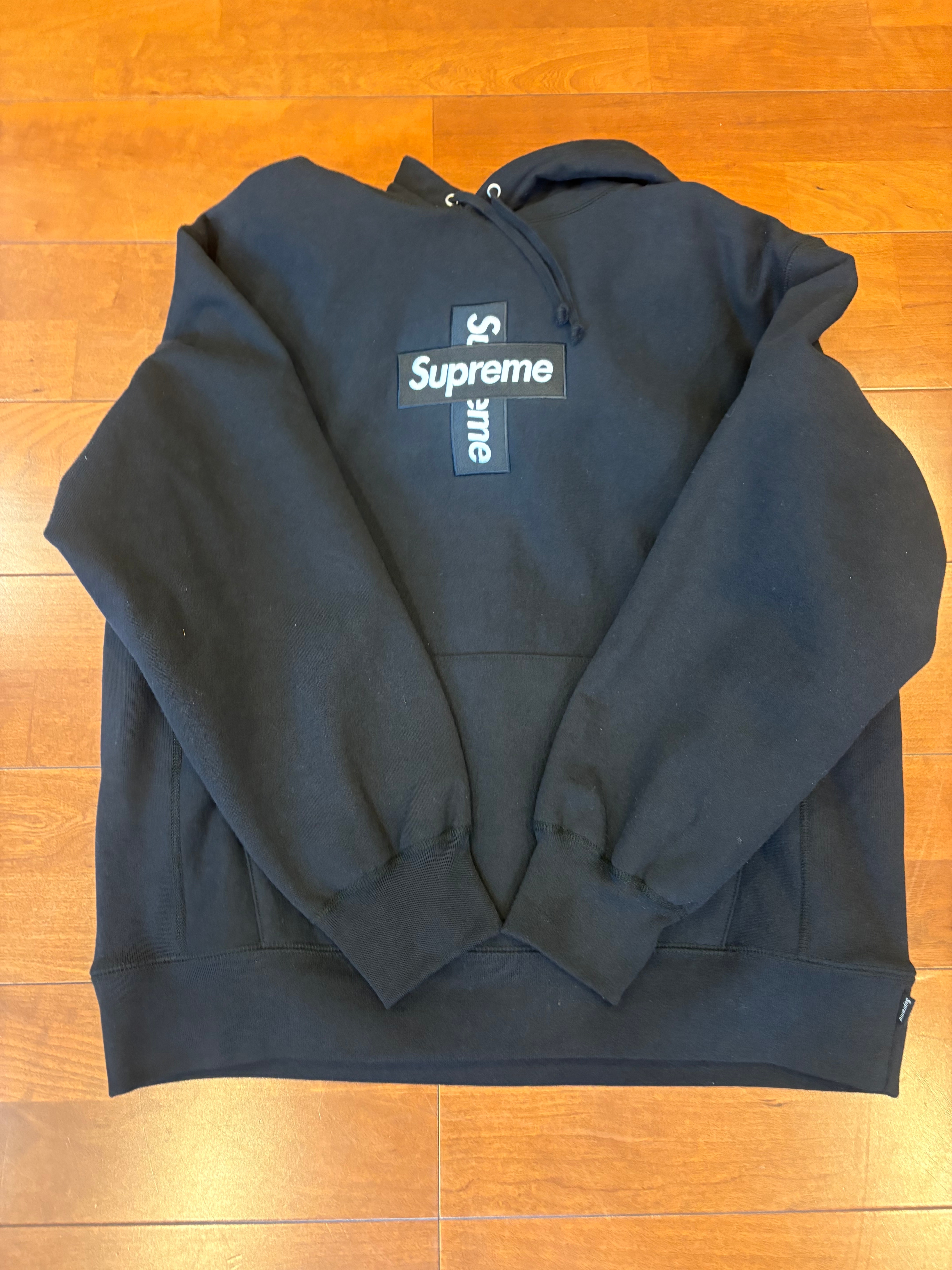 Supreme Cross Box Logo Hooded Sweatshirt "Black"