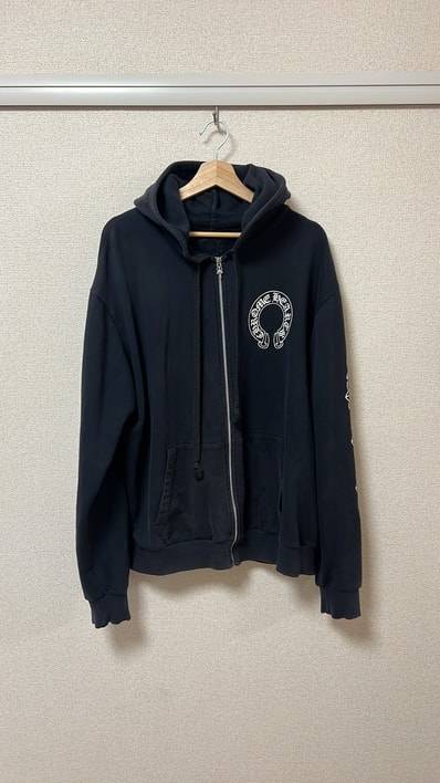 Chrome Hearts Horseshoe Floral Cross Fleece Zip-Up Hoodie "Black"