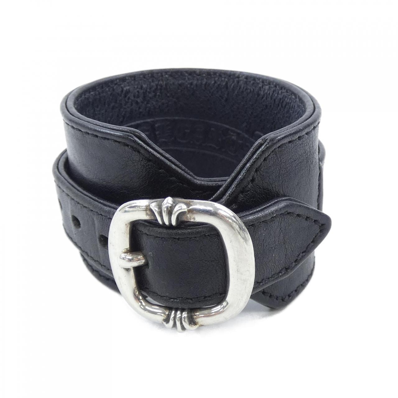 Chrome Hearts RR Tiny Buckle Leather Bracelet "Black/Silver"