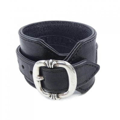 Chrome Hearts RR Tiny Buckle Leather Bracelet "Black/Silver"