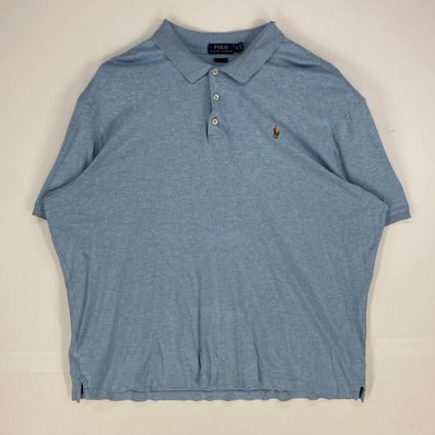 古着 ポロ・ラルフローレン POLO RALPH LAUREN 半袖シャツ 刺繍ロゴ カラーポニー ポロシャツ 2XL ブルー系 メンズ