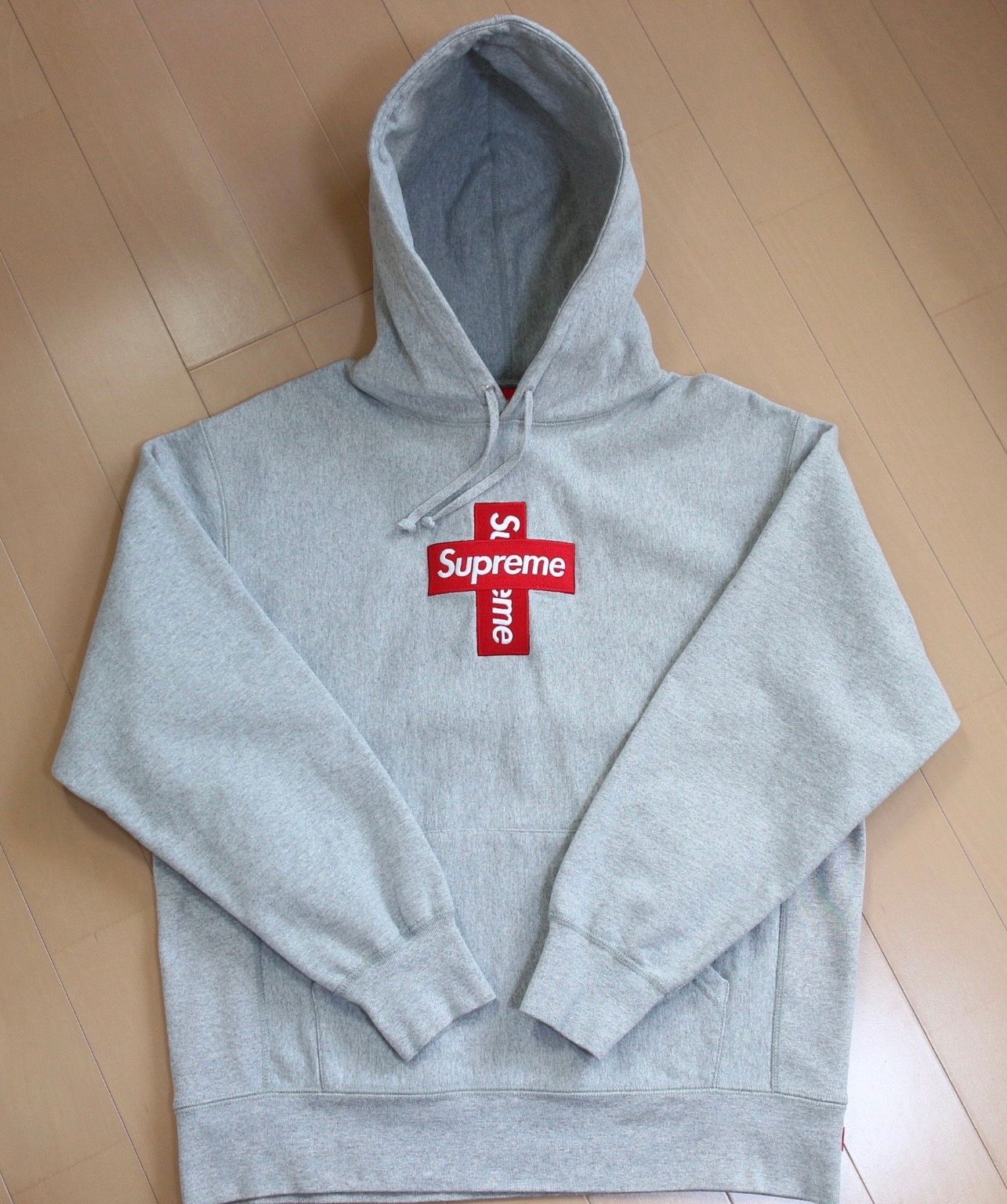 Supreme Cross Box Logo Hooded Sweatshirt "Grey"