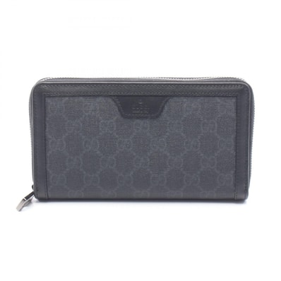 グッチ GUCCI GGスプリーム ラウンド長財布 財布 レザー PVC メンズ ブラック系 322147 【中古】